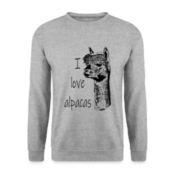 sweet, cuddly alpaca - Unisex Sweatshirt - salt & pepper - Front - Alina (178cm) & Michal (187cm)