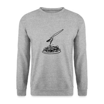 manger des spaghettis - Sweat-shirt Unisexe - gris chiné - Devant - Alina (178cm) & Michal (187cm)
