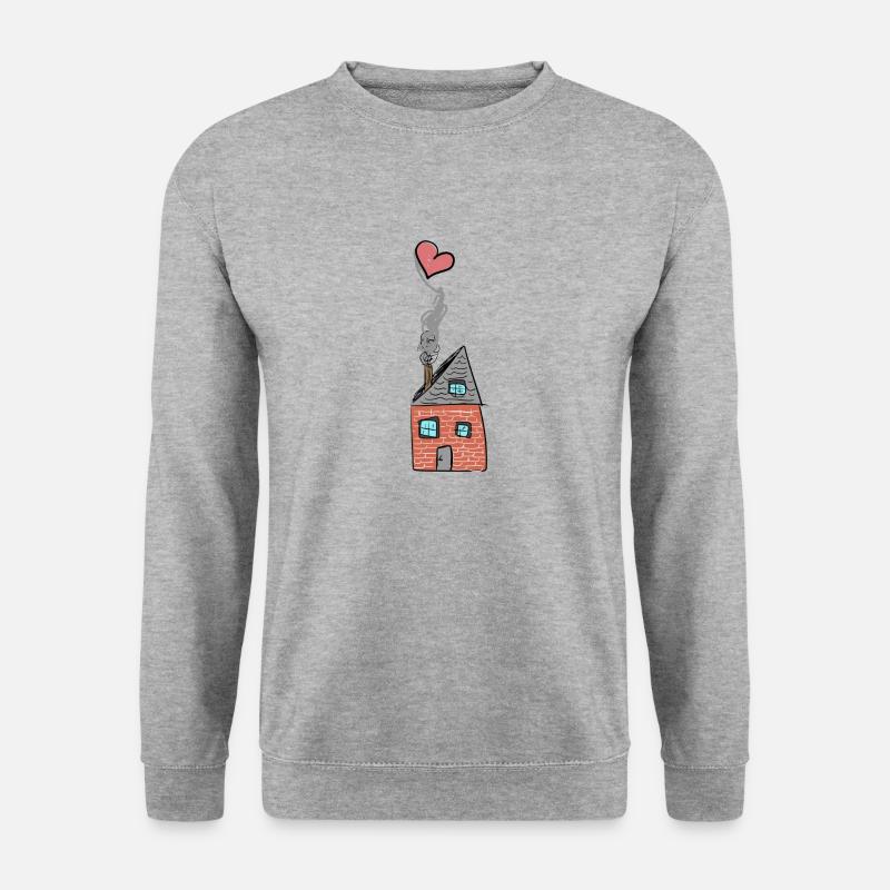 Herz Haus - Unisex Pullover - Weißgrau meliert