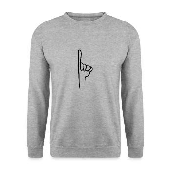 report hand - Unisex Sweatshirt - salt & pepper - Front - Alina (178cm) & Michal (187cm)