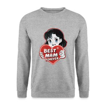 Best mam forever - Sweat-shirt Unisexe - gris chiné - Devant - Alina (178cm) & Michal (187cm)