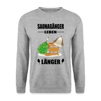 Sauna Bad Spa Wellness Dampfbad Geschenk Idee - Unisex Pullover - Weißgrau meliert - Vorne - Alina (178cm) & Michal (187cm)