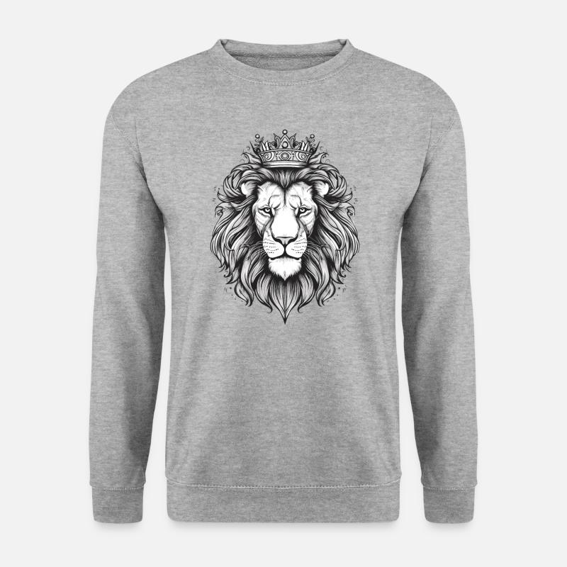 Lion Löwe - Unisex Pullover - Weißgrau meliert