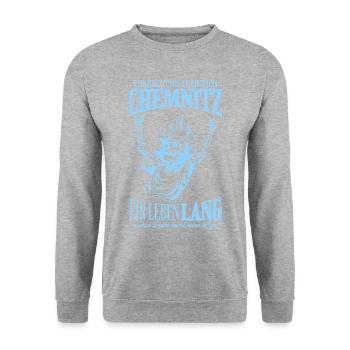 Chemnitz Tradition Football Cadeau - Sweat-shirt Unisexe - gris chiné - Devant - Alina (178cm) & Michal (187cm)