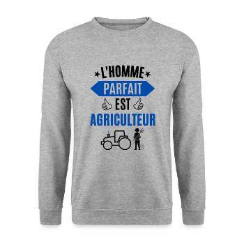 L'homme parfait est agriculteur - Sweat-shirt Unisexe - gris chiné - Devant - Alina (178cm) & Michal (187cm)