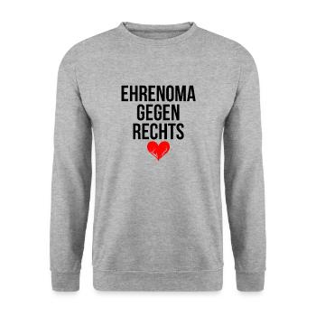 EHRENOMA GEGEN RECHTS - Unisex Pullover - Weißgrau meliert - Vorne - Alina (178cm) & Michal (187cm)