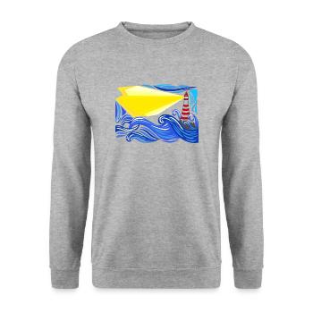 mer dans la tempête avec le phare - Sweat-shirt Unisexe - gris chiné - Devant - Alina (178cm) & Michal (187cm)