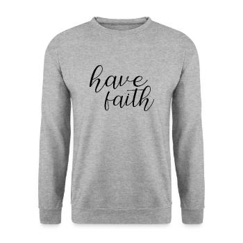 have faith - Unisex Pullover - Weißgrau meliert - Vorne - Alina (178cm) & Michal (187cm)