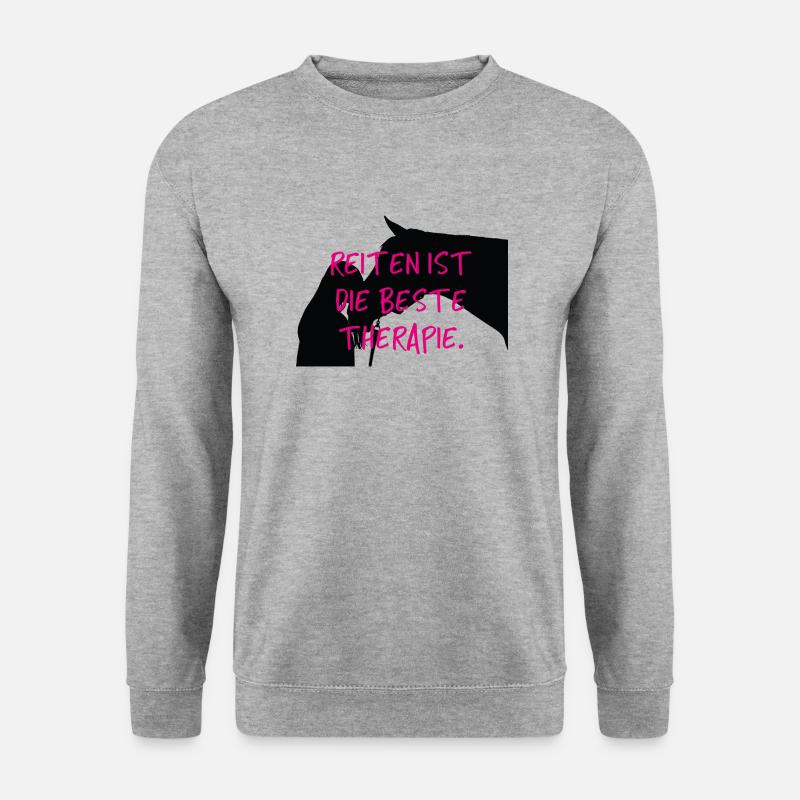 Pferd Pferde Reiten Reiterin Reitsport Geschenk - Unisex Pullover - Weißgrau meliert