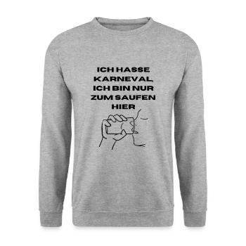 Saufen | Party | Saufen | Lustig | Karneval - Unisex Pullover - Weißgrau meliert - Vorne - Alina (178cm) & Michal (187cm)