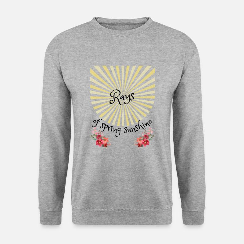 Frühling | Spring | Sonnenstrahlen | Sonne - Unisex Pullover - Weißgrau meliert