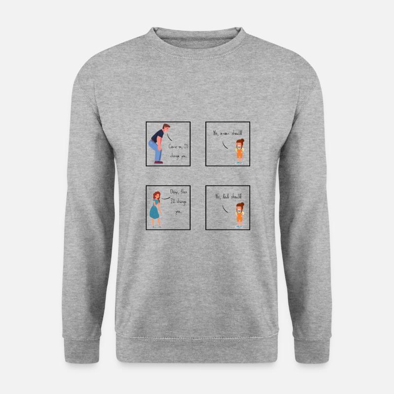 Nein | Kind | Lustig | Toddler | Dad - Unisex Pullover - Weißgrau meliert
