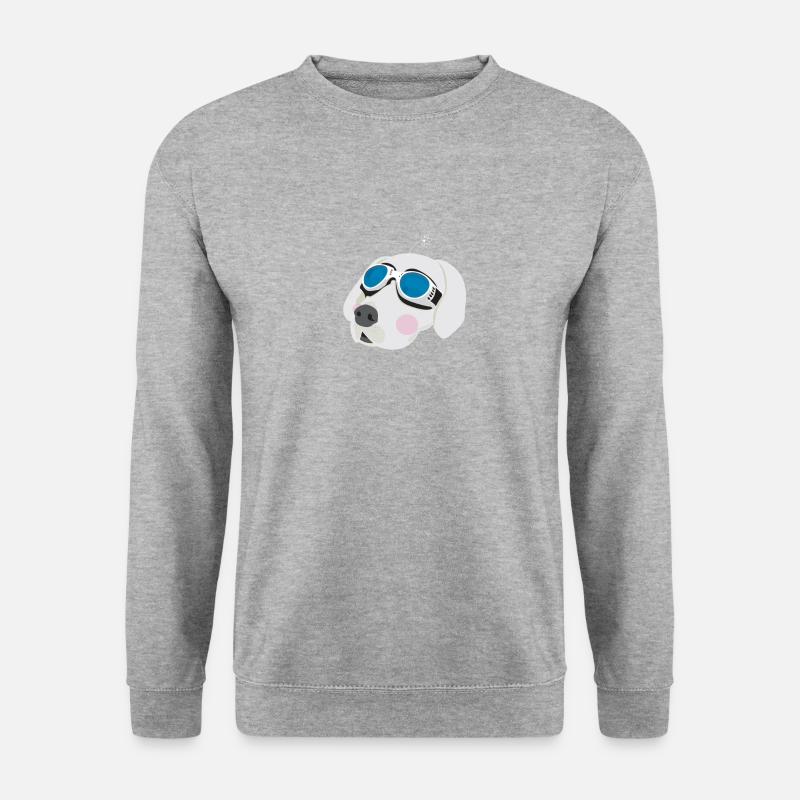 Cooler Hund mit Sonnenbrille - Unisex Pullover - Weißgrau meliert