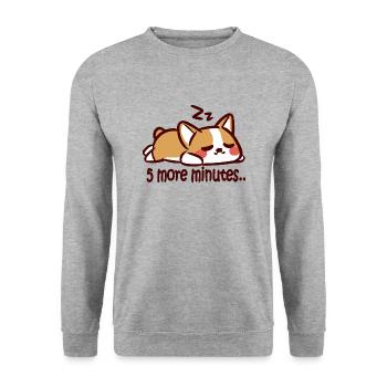 5 more minutes - sleepy corgi - Unisex Sweatshirt - salt & pepper - Front - Alina (178cm) & Michal (187cm)