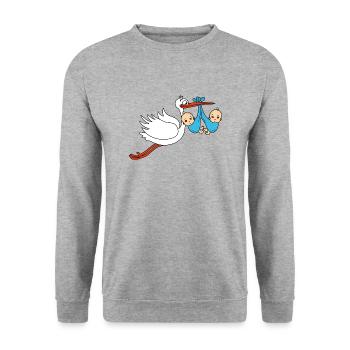 Storch Baby Zwillinge Babies Jungen2 - Unisex Pullover - Weißgrau meliert - Vorne - Alina (178cm) & Michal (187cm)
