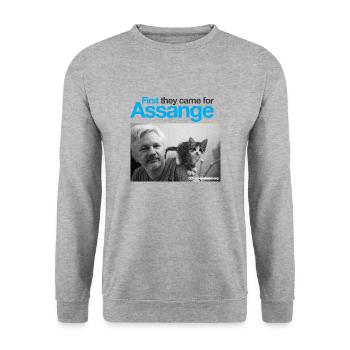 Zuerst kamen sie nach Assange - Unisex Pullover - Weißgrau meliert - Vorne - Alina (178cm) & Michal (187cm)