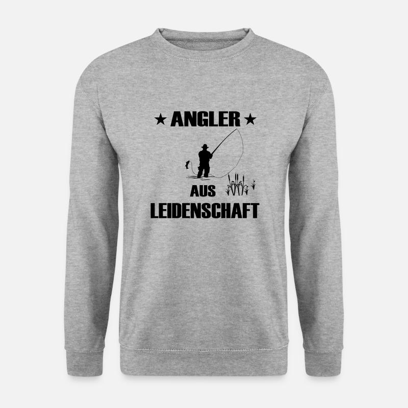 Angeln - Unisex Pullover - Weißgrau meliert