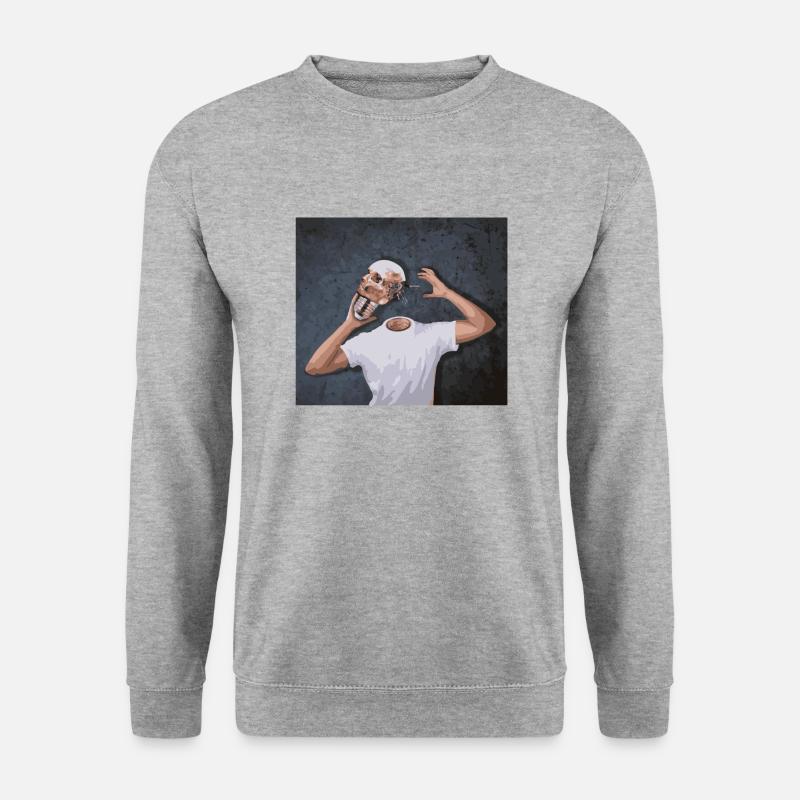 Schädel in der Hand - Unisex Pullover - Weißgrau meliert