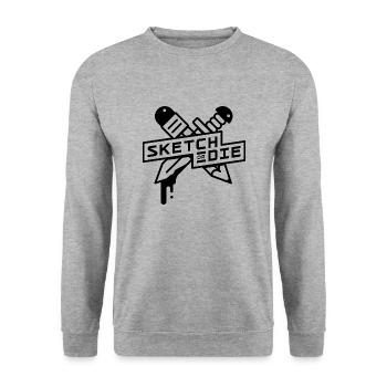 Sketch or Die Sword (BW edition) - Unisex Sweatshirt - salt & pepper - Front - Alina (178cm) & Michal (187cm)