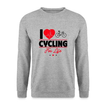 I love cycling for life - Unisex Sweatshirt - salt & pepper - Front - Alina (178cm) & Michal (187cm)