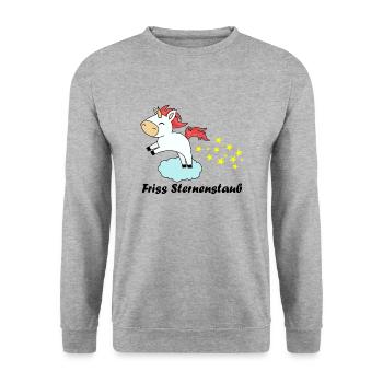 Friss Sternenstaub Einhorn Wolke Sterne Geschenk - Unisex Pullover - Weißgrau meliert - Vorne - Alina (178cm) & Michal (187cm)
