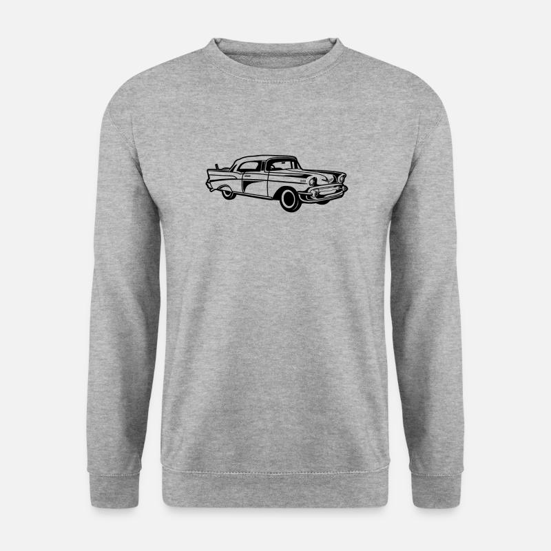Chevy Bel Air / Oldtimer 01_schwarz - Unisex Pullover - Weißgrau meliert