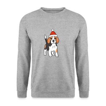 Süßer Beagle - Geschenkidee für Hundefreunde - Unisex Pullover - Weißgrau meliert - Vorne - Alina (178cm) & Michal (187cm)