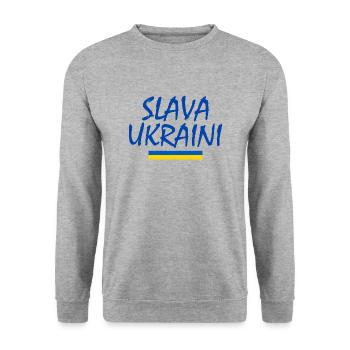 Slava ukraini - Unisex Pullover - Weißgrau meliert - Vorne - Alina (178cm) & Michal (187cm)