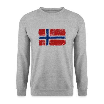 Norway Flag - Vintage Look - Unisex Sweatshirt - salt & pepper - Front - Alina (178cm) & Michal (187cm)
