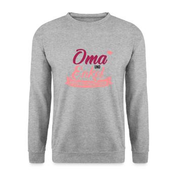 Oma - Unisex Pullover - Weißgrau meliert - Vorne - Alina (178cm) & Michal (187cm)