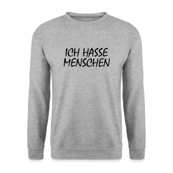 Ich hasse menschen - Unisex Pullover - Weißgrau meliert - Vorne - Alina (178cm) & Michal (187cm)