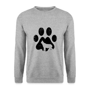 Luchs Spur Fußabdruck Pfote Lynx Katze Wild Umriss - Unisex Pullover - Weißgrau meliert - Vorne - Alina (178cm) & Michal (187cm)