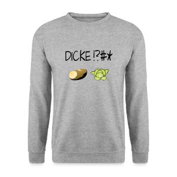Dicke !?#* Kartoffel Salat blk - Unisex Pullover - Weißgrau meliert - Vorne - Alina (178cm) & Michal (187cm)