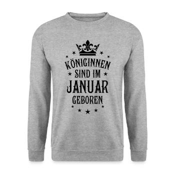 02 Königinnen sind werden im Januar geboren - Unisex Pullover - Weißgrau meliert - Vorne - Alina (178cm) & Michal (187cm)