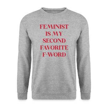 Feminist ist meine zweite Lieblings-F-Wort-Grafik - Unisex Pullover - Weißgrau meliert - Vorne - Alina (178cm) & Michal (187cm)