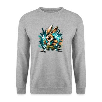 Chibi Anime Hase - Cool Anime ∞ Manga Rabbit - Sweat-shirt Unisexe - gris chiné - Devant - Alina (178cm) & Michal (187cm)
