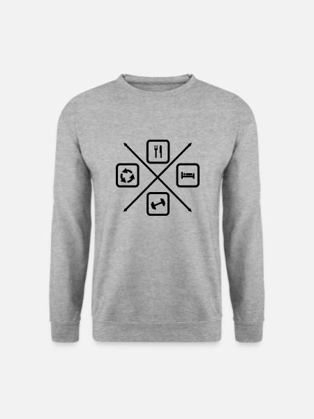 Der Lebenszyklus eines Bodybuilders, Bodybuilding - Unisex Pullover - Weißgrau meliert