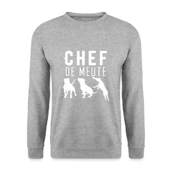 Chef de meute - Sweat-shirt Unisexe - gris chiné - Devant - Alina (178cm) & Michal (187cm)