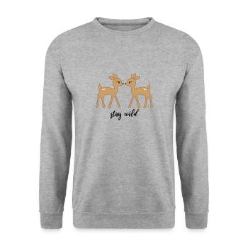 STAY WILD - Sweat-shirt Unisexe - gris chiné - Devant - Alina (178cm) & Michal (187cm)