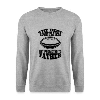 Father Football Papa Rugby Dad Gift Footballer - Unisex Sweatshirt - salt & pepper - Front - Alina (178cm) & Michal (187cm)