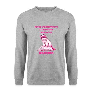 Amoureux du livre Le lecteur Livre Lire Livres Filles - Sweat-shirt Unisexe - gris chiné - Devant - Alina (178cm) & Michal (187cm)