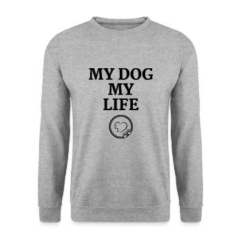 Mon chien ma vie - Sweat-shirt Unisexe - gris chiné - Devant - Alina (178cm) & Michal (187cm)