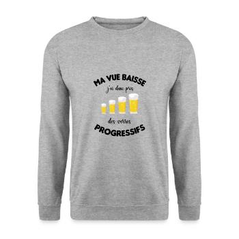 Humour chope de bière - Sweat-shirt Unisexe - gris chiné - Devant - Alina (178cm) & Michal (187cm)