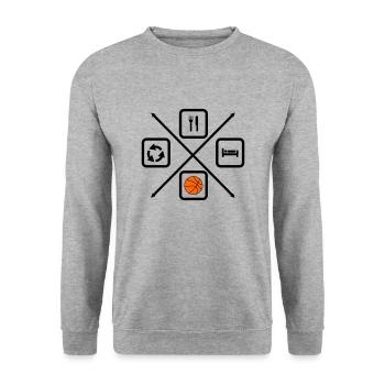 Life cycle of a basketball player,Basketball - Unisex Sweatshirt - salt & pepper - Front - Alina (178cm) & Michal (187cm)