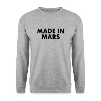Made in mars - Sweat-shirt Unisexe - gris chiné - Devant - Alina (178cm) & Michal (187cm)