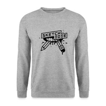 Sketch or Die Mouth (BW edition) - Unisex Sweatshirt - salt & pepper - Front - Alina (178cm) & Michal (187cm)