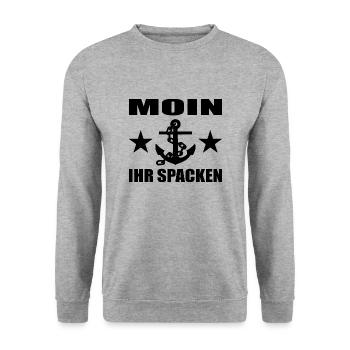 Moin - Unisex Pullover - Weißgrau meliert - Vorne - Alina (178cm) & Michal (187cm)
