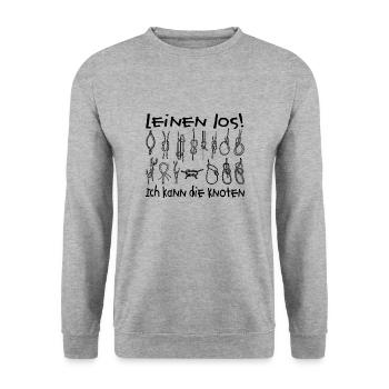 Linen Lot | Sailor's Nodes - Unisex Sweatshirt - salt & pepper - Front - Alina (178cm) & Michal (187cm)