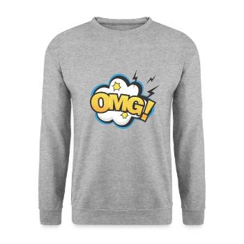Speech bubble omg lightning - Unisex Sweatshirt - salt & pepper - Front - Alina (178cm) & Michal (187cm)
