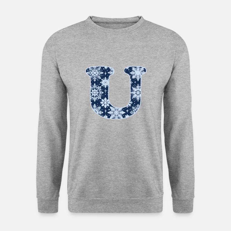 Buchstabe U Schneeflocken - Unisex Pullover - Weißgrau meliert